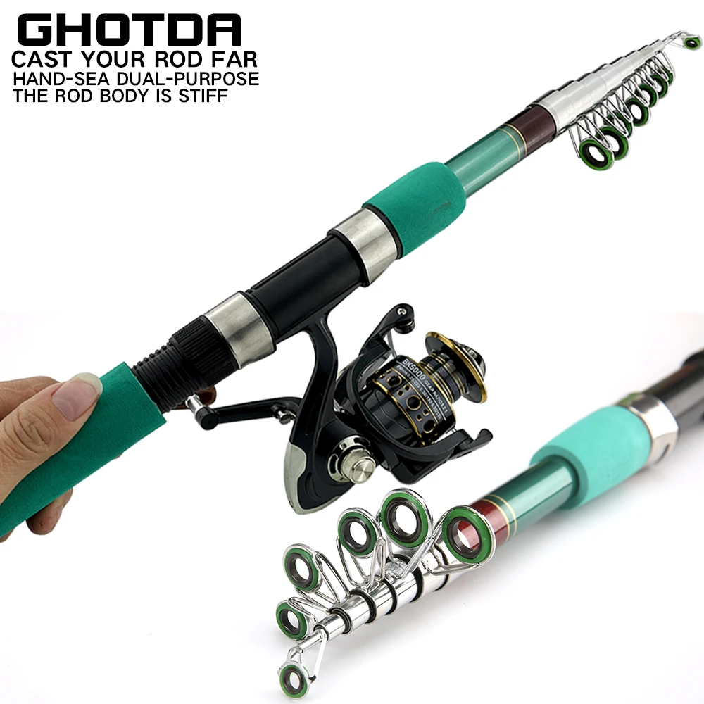 

Ghotda Fishing Rod Short Section Small Sea Rod1.8/2.1/2.4/2.7/3.0/3.6m with Half Metal Rocker Reel Set