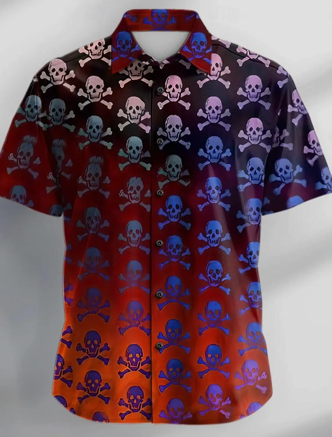 Повседневная мужская рубашка с черепом на Хэллоуин женская пуговицах летняя