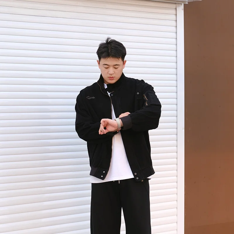 Zheng Yiai Wear Street Fashion Simple Plus size Loose Men's Clothing Autumn Short Casual Stand Collar Jacket