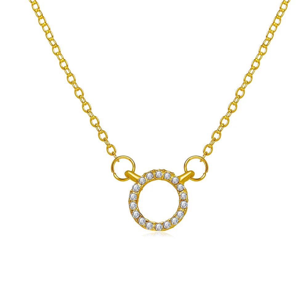 2022 Trend Elegant Jewelry Crystal Circle Pendant Necklace Golden Color Unquie Women Fashion Necklace Wholesale images - 6