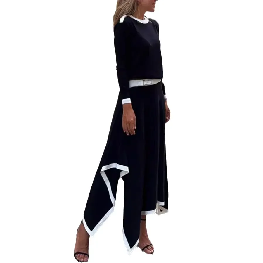 Женский костюм из двух предметов асимметричная Однотонная юбка с круглым