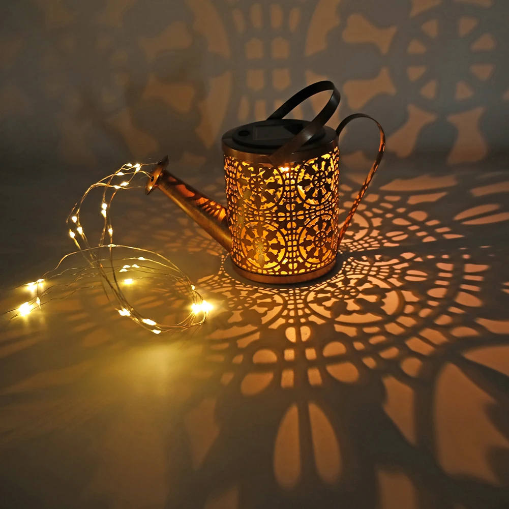 

Solar Watering Can Light Hanging Kettle Lantern Light Waterproof Garden Decor Metal Retro Lamp for Outdoor Table Patio Lawn YarD