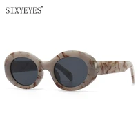 retro trendy oval sunglasses women 2022 marbled leopard sun glasse fashion anti uv travel fishing hiking eyewear uv400