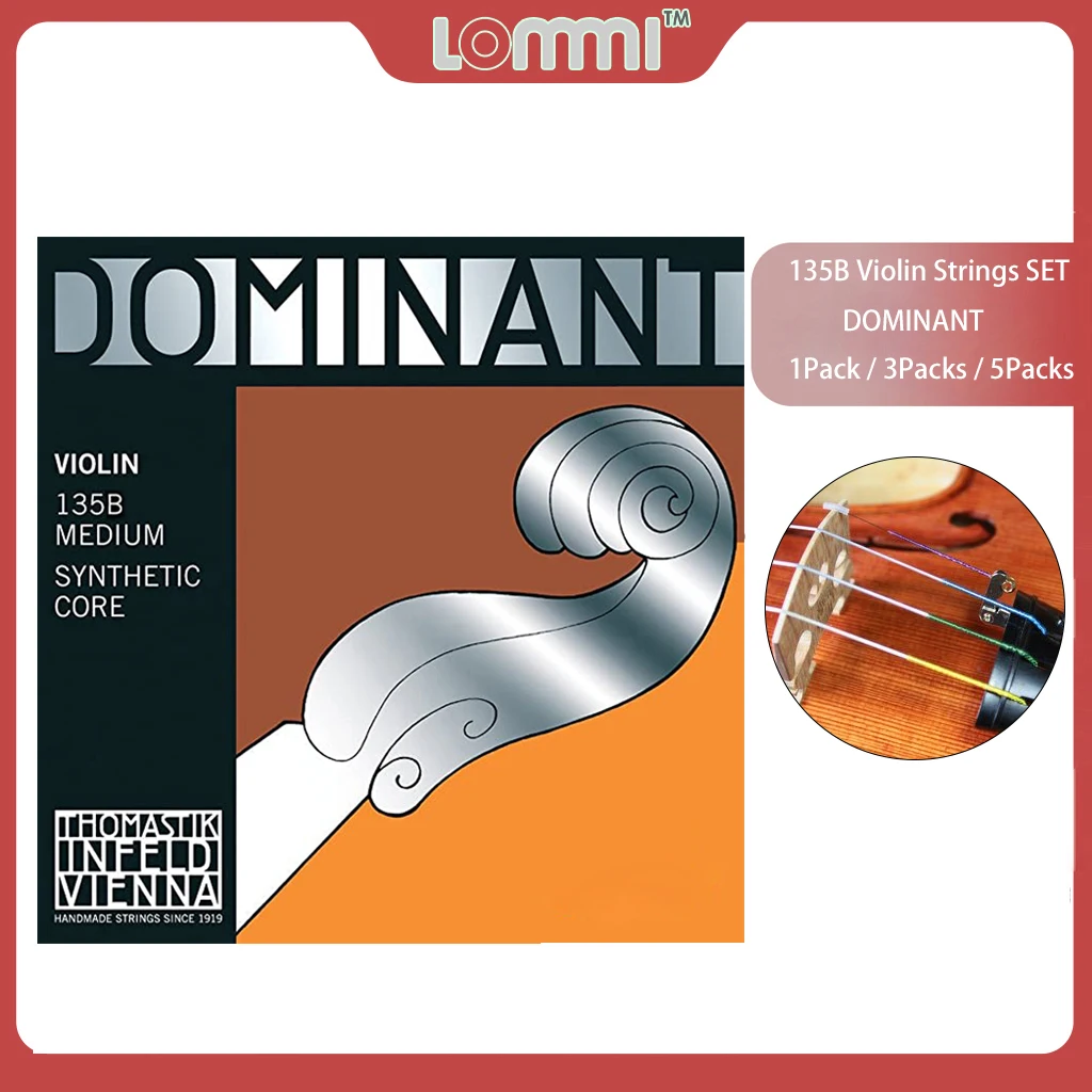 LOMMI 1Pack/3Packs/5Packs 4/4 Violin Strings Fiddle String Thomastik Medium G D A E String Dominant String Thomastik-Infeld 135B
