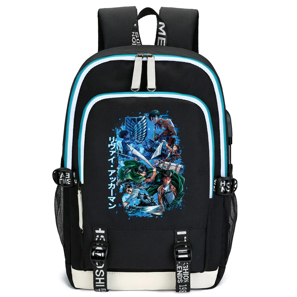

Anime Attack On Titan Levi Ackerman Backpacks School Bag Travel Outdoor Sport School Bag Usb Charging Gifts