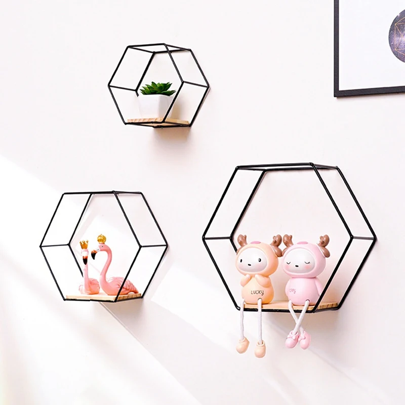 3 шт. шестигранные настенные стандартные полки металлические и искусственные