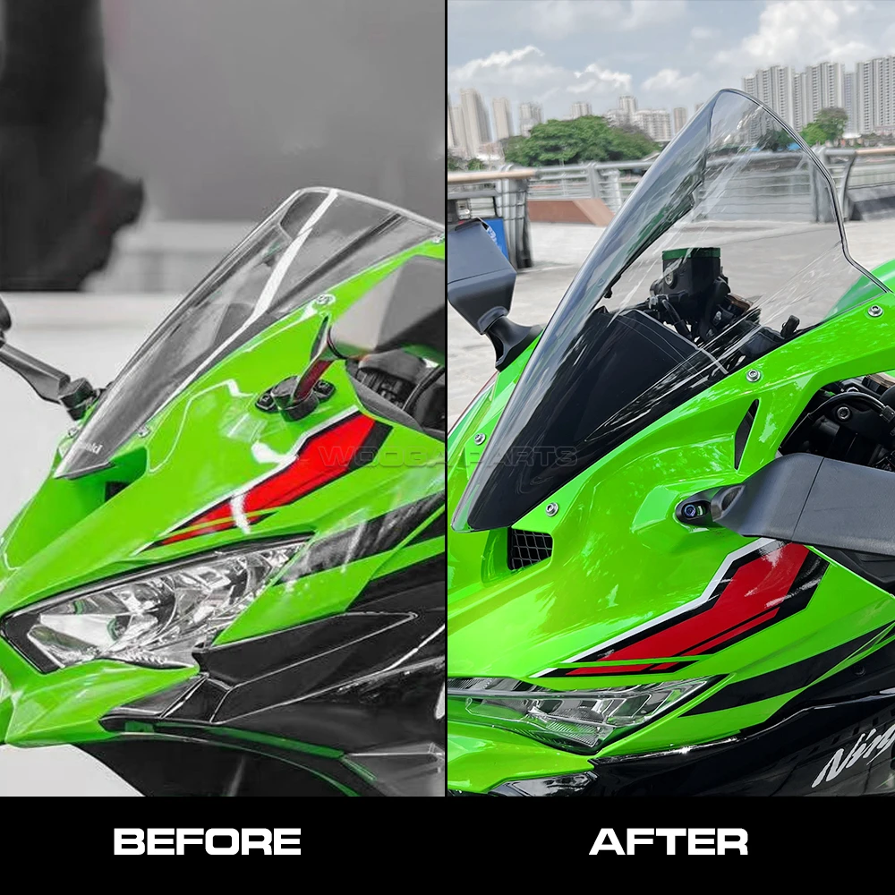 Фото ZX-4R ZX-25R гоночное высокое ветровое стекло для Kawasaki ZX4R ZX4RR ZX25R спортивное туристическое лобовое стекло двойной пузырьковый дефлектор серии ZX 4R №2