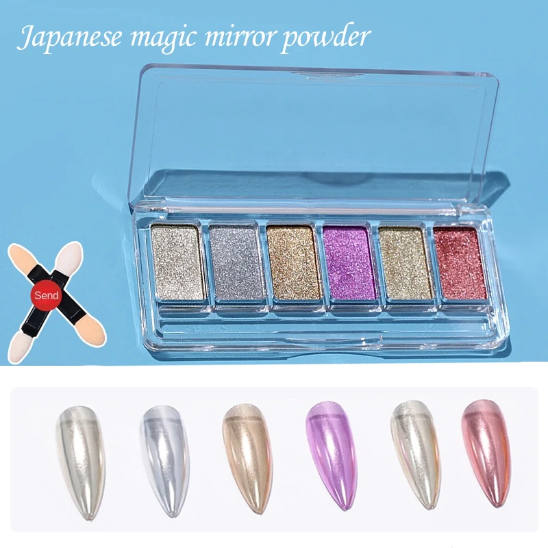 NailFan Hot Selling 6 Colors Solid State Magic Mirror Effect Powder For Professional Nail Art Salon