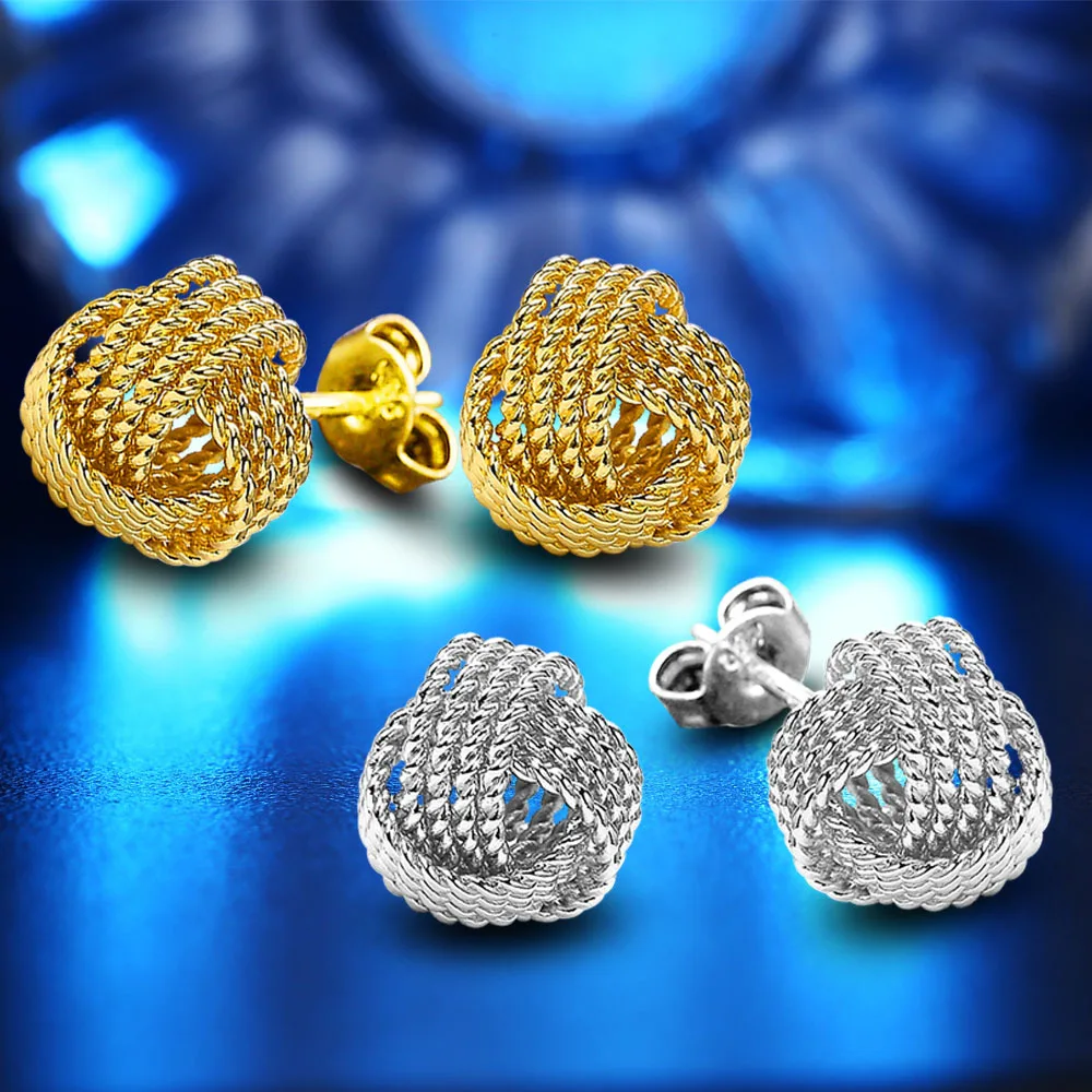 

Hot Sale Silver Color Shining Crystal Round Shape Hollowed Backside Stud Earrings For Women Wedding Jewelry Dropshipping