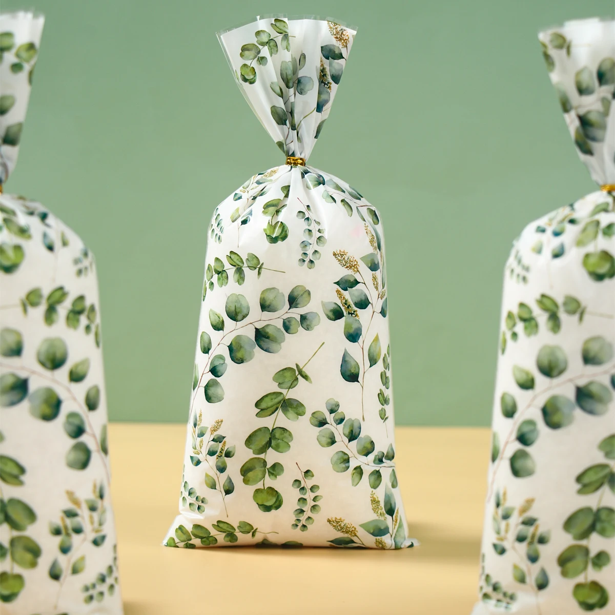 Упаковка для печенья в виде зеленых листьев 25/50/100 шт.