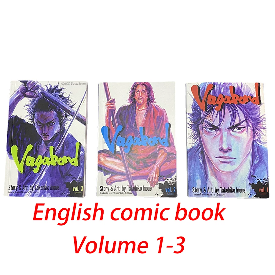 Enthusiastic Fighting Comics (Wanderer) Ronin Swordsman Miyamoto Musashi Volume 1-3  English Comic Book Manga Book  mangas anime