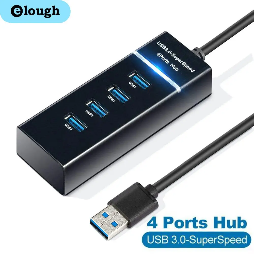 

Elough 4 порта 3.0 usb-хаб высокоскоростной разветвитель с несколькими USB-портами удлинитель USB-адаптер для настольного ПК ноутбука USB-устройство