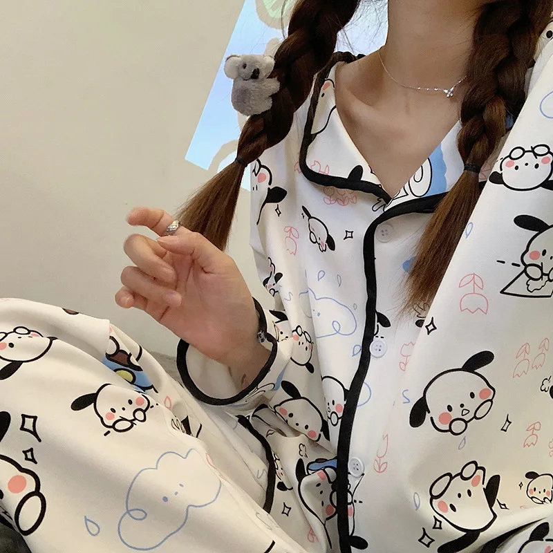 

New 2023 Kawaii Sanrio Pochacco Anime Cartoon Cute Spring and Autumn Cotton Long Sleeve Pajamas Home Furnishings