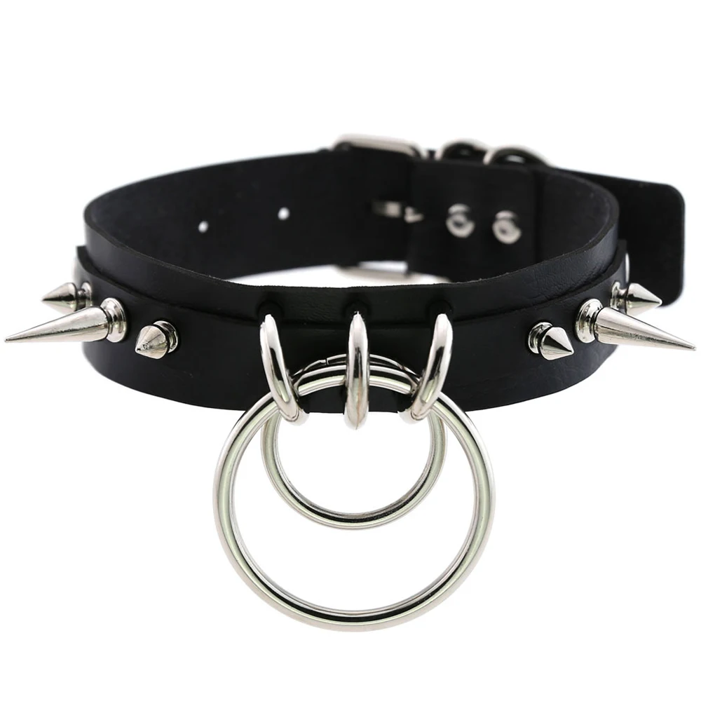 

Spiked Choker For Women Men Punk Rock Collar Goth Fashion Necklaces 2022 PU Leather Studded Choker Girls Harajuku Gothic Jewelry