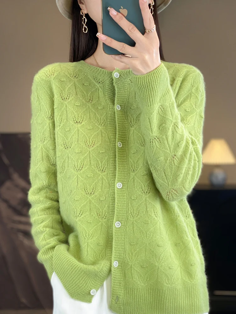 Шерсть 100% свитер из чистой шерсти Женский мягкий и клейкий тяжелый вырезанный