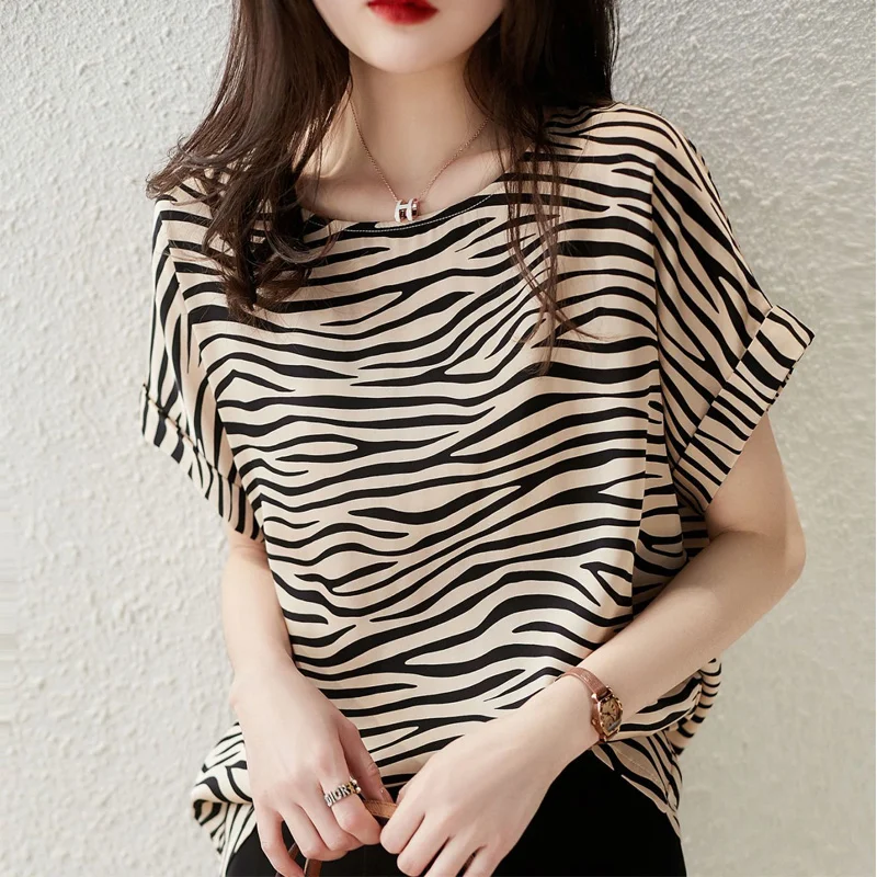 

Summer New Striped Loose Youth T Shirt Ladies O Neck Short Sleeve Plus Size Tops Tees Casual Fashion Trend Clothes for Women