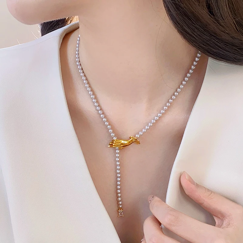 Французское легкое роскошное ручное жемчужное ожерелье для женщин новинка 2024