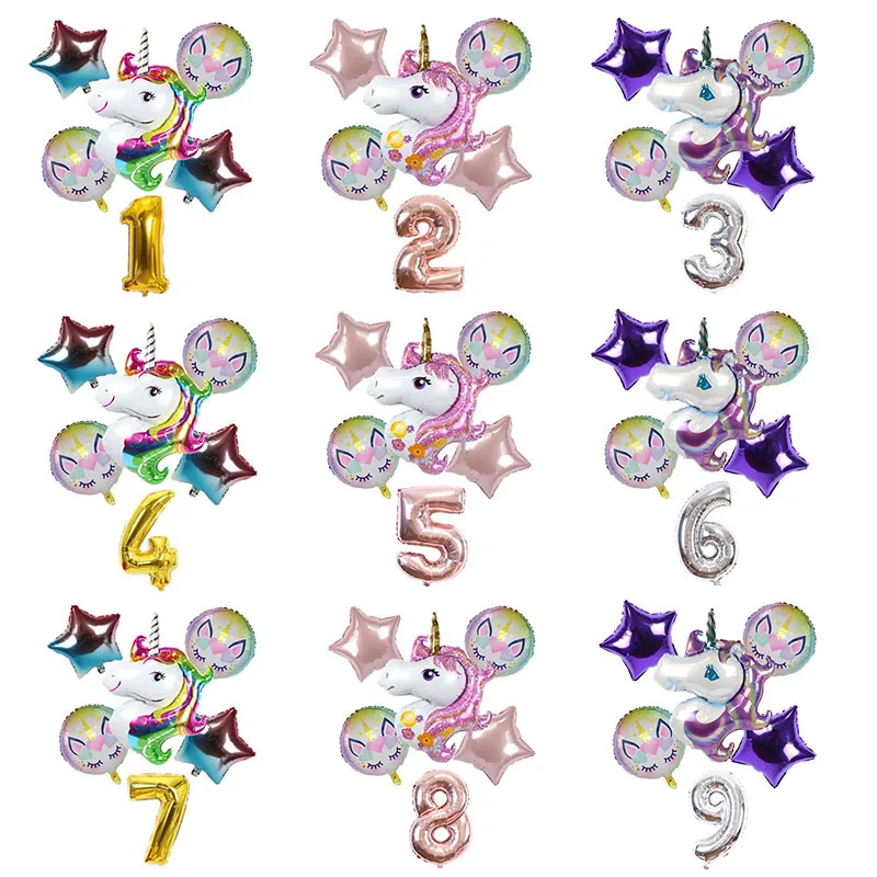 

My Little Pony Partys Aluminum Film Balloon Number Suit Anime Peripherals Rainbow Unicorn Children Birthday Decoration Supplies