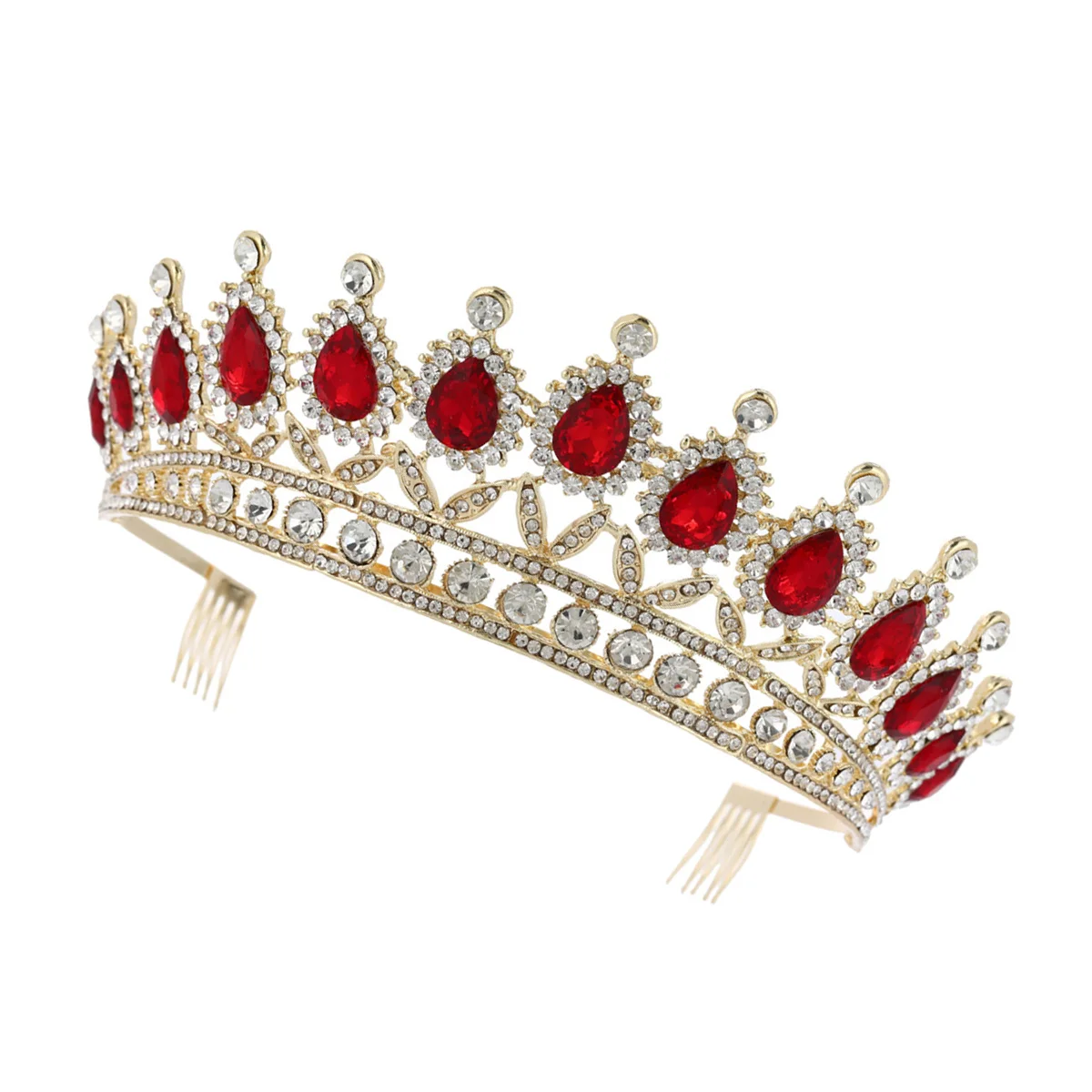 

1pc Rhinestone with Comb Vintage Baroque Bridal Hair Accessories for for Wedding Birthday Party ( Red )