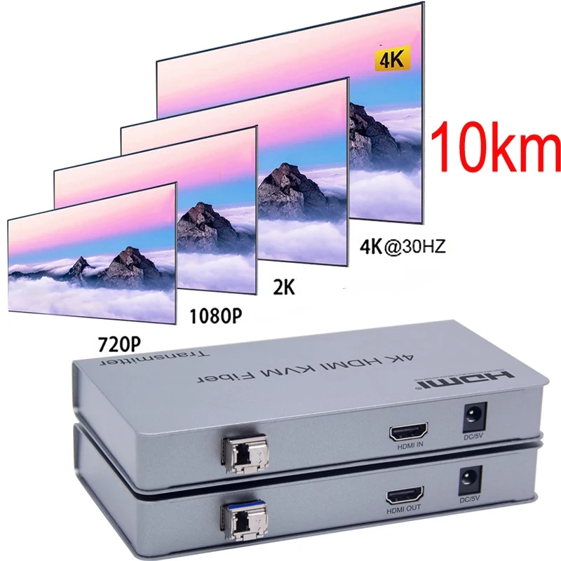 

10km 4K HDMI KVM Fiber Extender Switch Box Video Converter Support USB 2.0 Keyboard Mouse PS4 Laptop PC To Monitor TV Projector