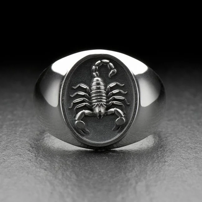  Vintage Engraving Scorpion Pattern  Rings for Men Antique Silver Color Ring Luxury Domineering Punk Ring Party Jewelry Gift 