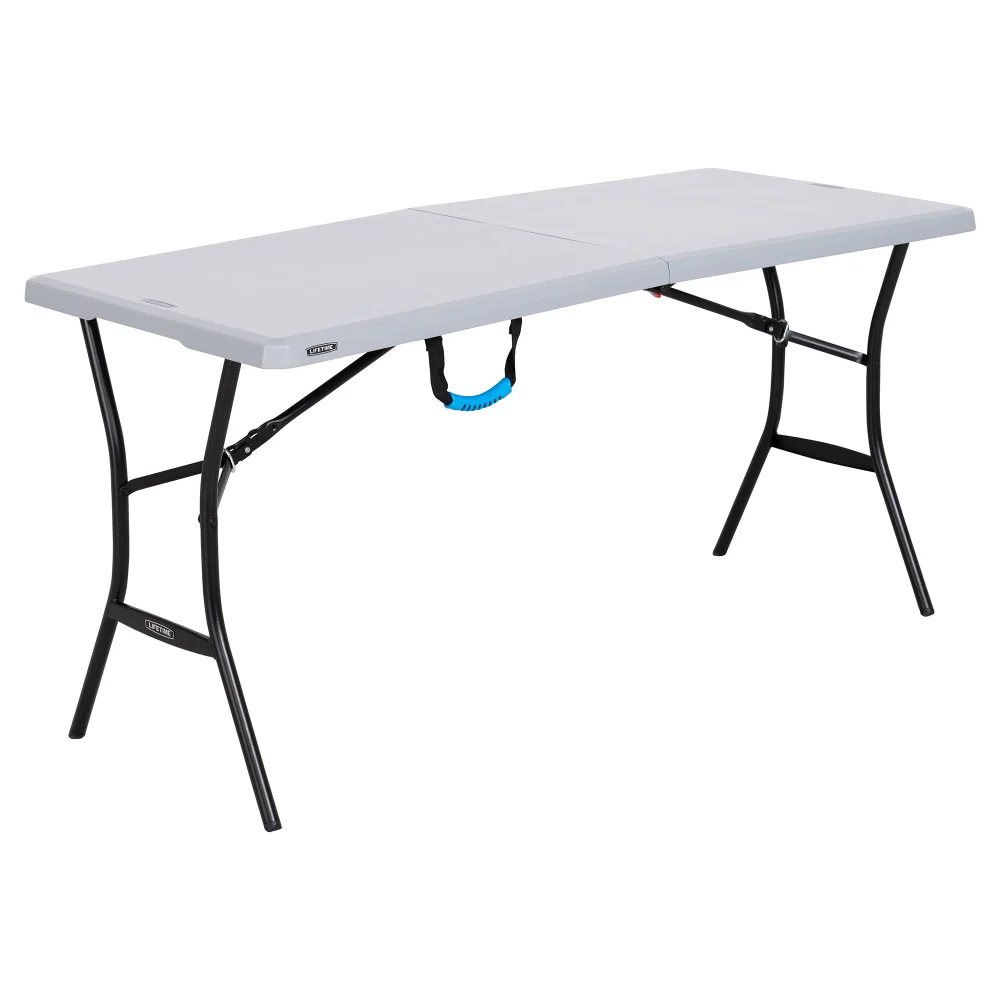 

OUZEY 5-Foot Fold-in-Half Table, Gray (80861)outdoor Folding Table