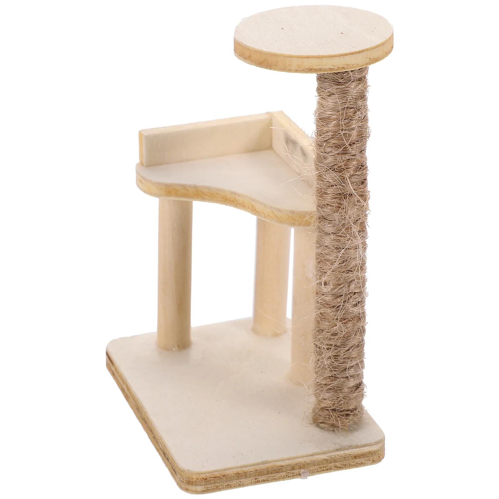 

House Wooden Cat Tree Mini House Cat Tree Tower Model Toy Mini Furniture Ornament 1:12