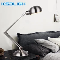 adjustable led table lamp metal swing arm retro american desk lamp for bedside office studio study room lighting night lights