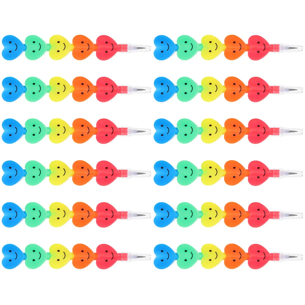 

12 Pcs Love Stackable Pencils Child Toddler Stuff School Supplies Plastic Lovely Shaped Stacking