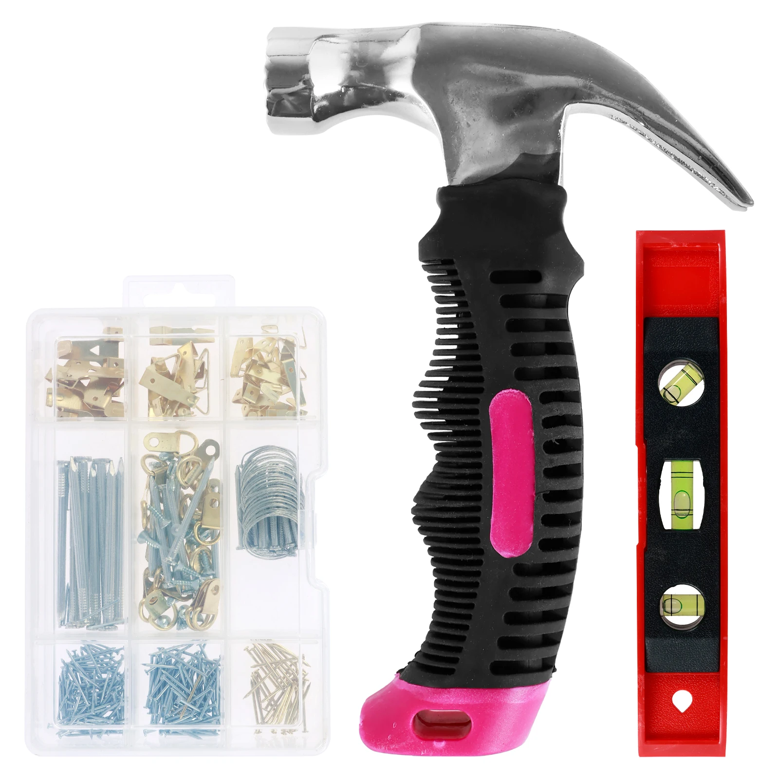 

Набор для подвешивания картин, портативные фото-вешалки, металлический настенный ассортимент для подвешивания, набор оборудования с крючками, гвозди, молоток уровня, 312 шт.