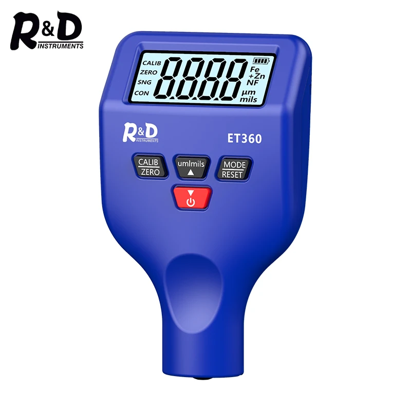 R&D ET360 Thickness Gauges for Cars 0.1 Um Fe/NFe Fe+ Zn High Precision Auto Paintwork Probe Test Meter