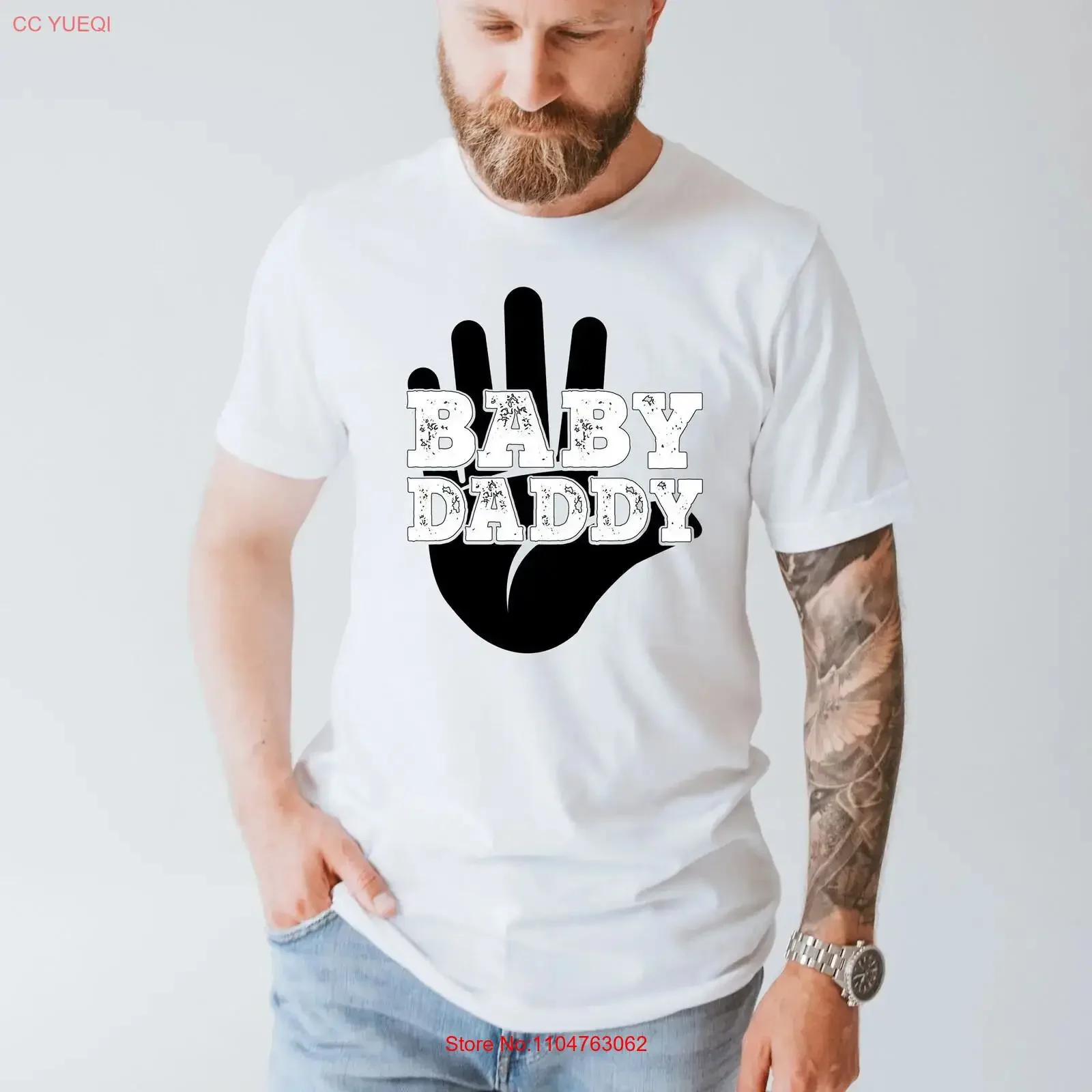 Фото Футболка Baby Daddy с забавным принтом для папы на День отца, винтажная, с эффектом потертости, в стиле стритвир, мягкая, удобная, с графическим принтом, дышащая. №1