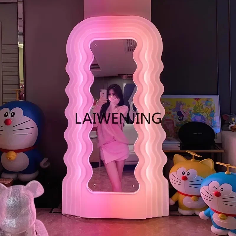 MJY Wave Home Фитнес для всего тела Розовое светящееся напольное зеркало с ветровой
