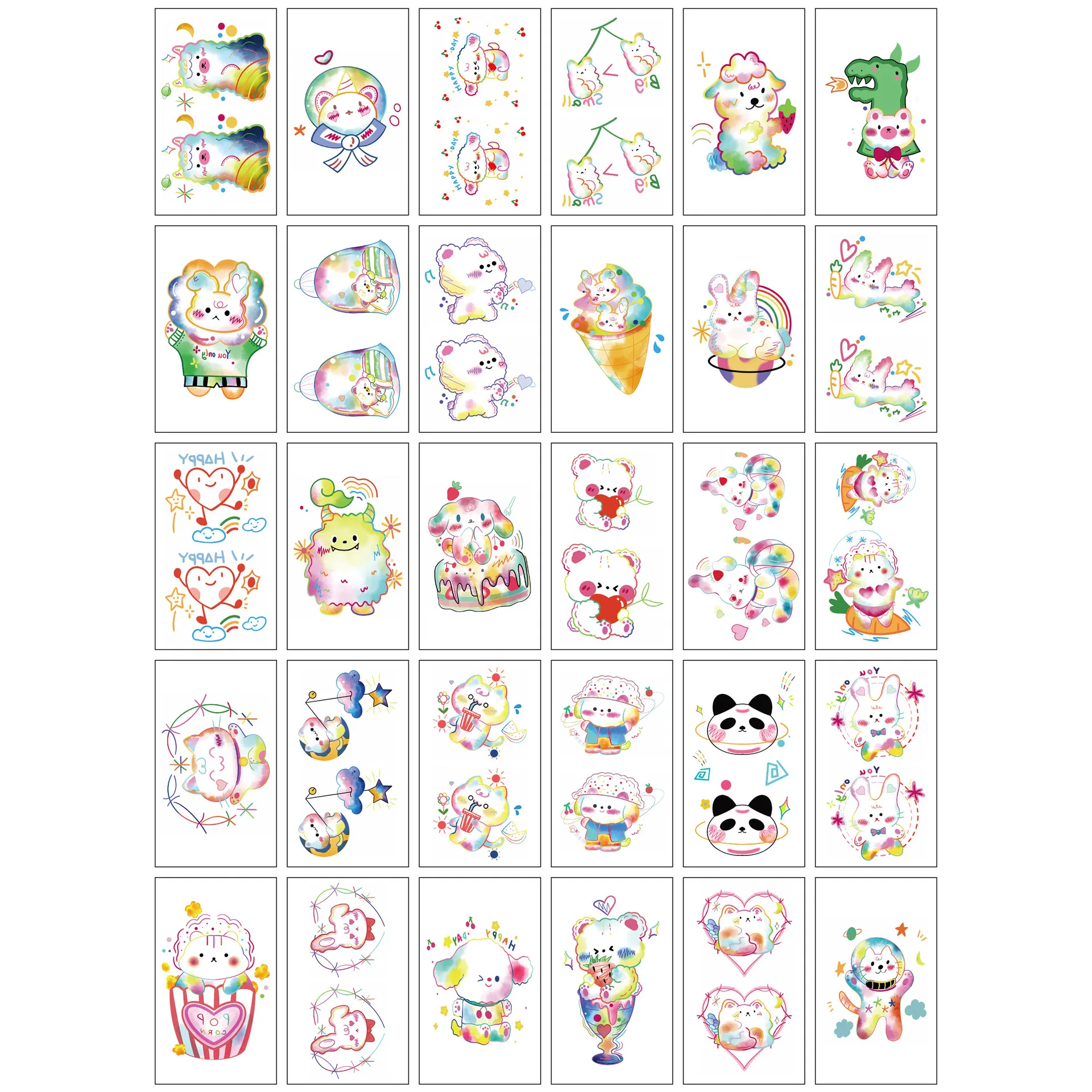 

Temporary Tattoos Rabbits Bears Patterns Waterproof Stickers Color Decals Body Art Children Adults Body Decorations Fake Tattoos