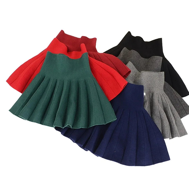 

Spring autumn winter children skirts casual color red & black skirts for girls New 2T-10T kids girls pleated skirts