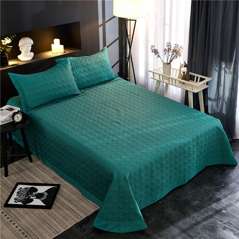 

Solid color 3/5PCS Egyptian Cotton Silky Bedspread Coverlet Quilted Thick Duvet Quilt bed cover Pillow shams Queen King size