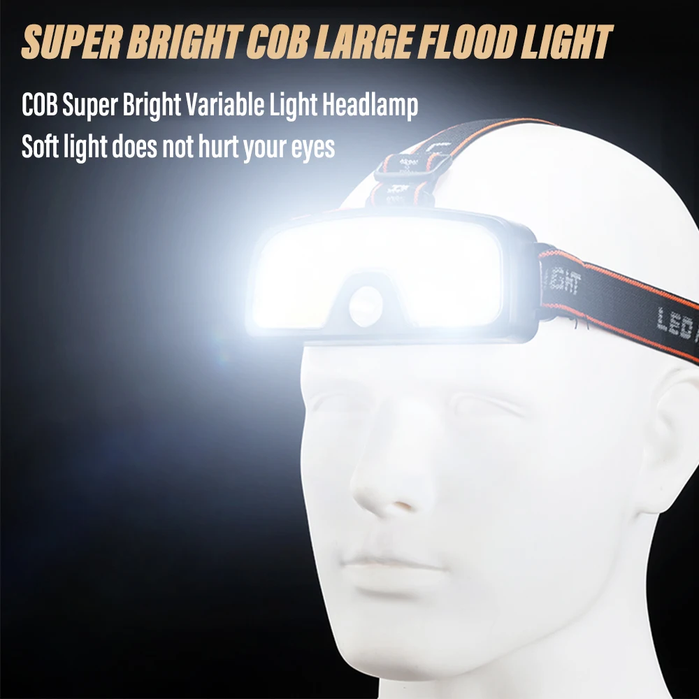 Супер яркий светодиодный налобный фонарь для рыбалки COB перезаряжаемый фонарик