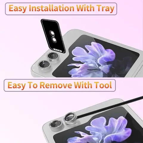 Алмазный Блеск из сплава HD-стекло для камеры Samsung Galaxy Z Flip 5 Fold5 ZFlip5 Блестящий металлический чехол для объектива пленка