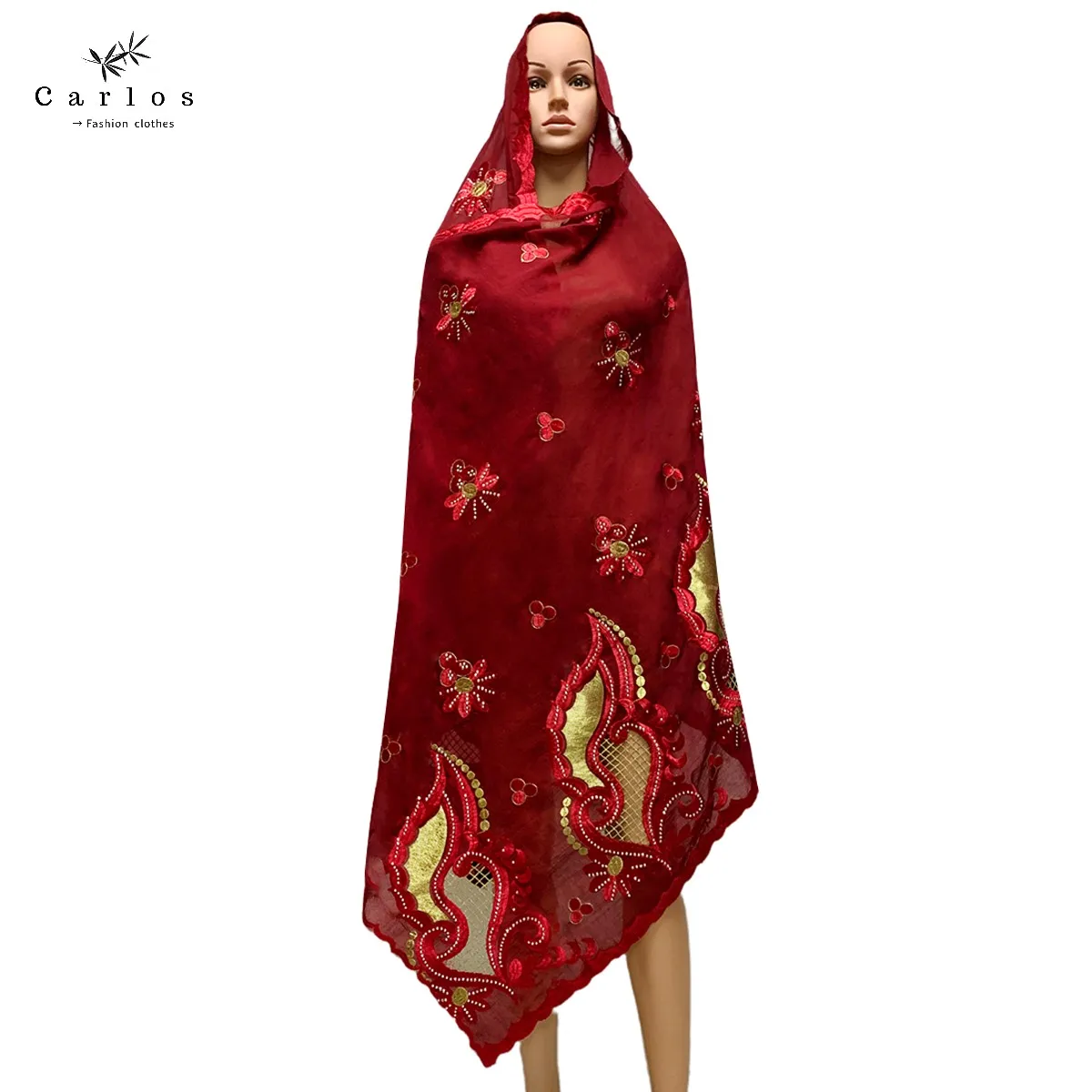 Новинка 2022 г. Лидер продаж 100% хлопок яркий Африканский женский хиджаб ажурный