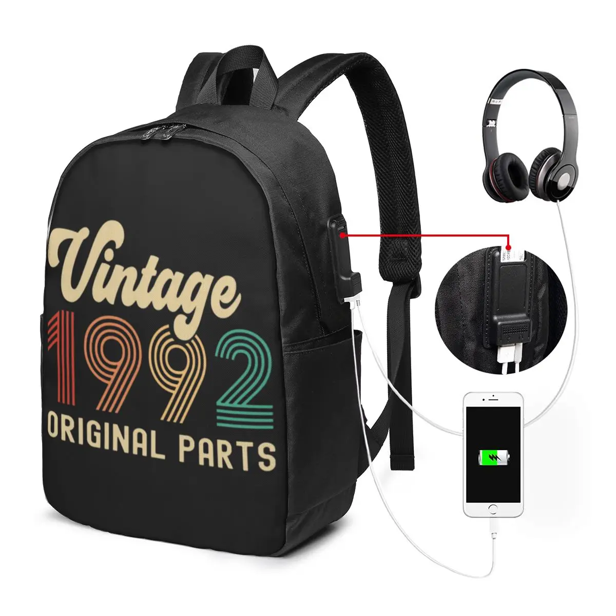 

Vintage 1992 Original Parts Birthday 17 Inch Travel Casual Laptop BackPack Men Unisex Outdoor Sport Camping Hunting Schoolbag
