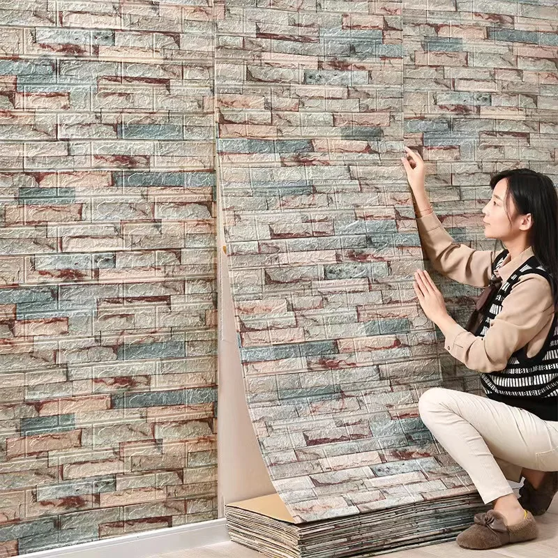

10m 3D Wall Sticker Imitation Brick Self Adhesive Wallpaper Kitchen Bedroom Continuous Wall Sticker Living Room Decoration