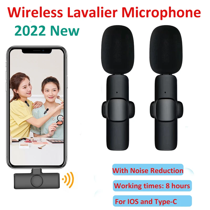 

Беспроводной петличный микрофон, портативный мини-микрофон для записи аудио и видео, для телефонов iPhone, Android, прямых трансляций, игр