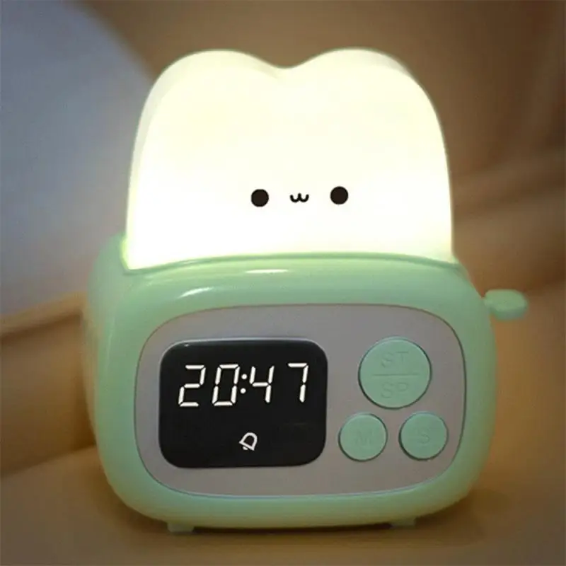 800mah Get Up Chargeable Cute Night Light Alarm Clock 12*10.5*9cm The New Bell Childrens Alarm Clock