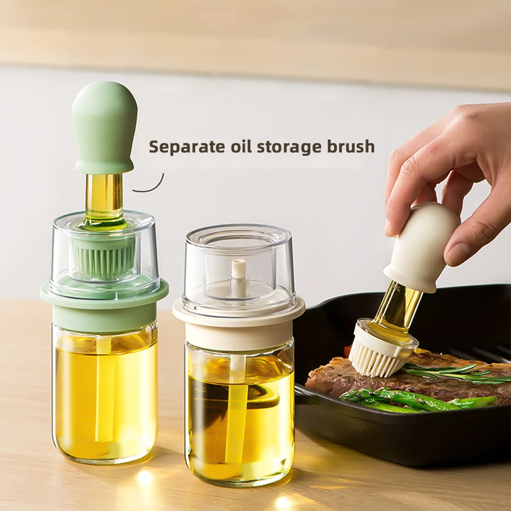 

2 in 1 Portable Silicone Oil Brush with Bottle Grill Oil Brush Cooking Baking BBQ Seasoning Bottle Kitchen Gadgets Accessories