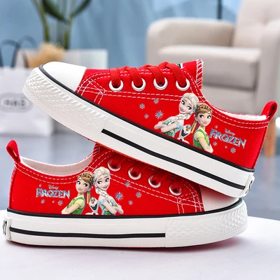 

Disney Cartoon kids Mickey frozen canvas shoes girls boys Minnie shoelace soft casual shoes Europe size 24-37
