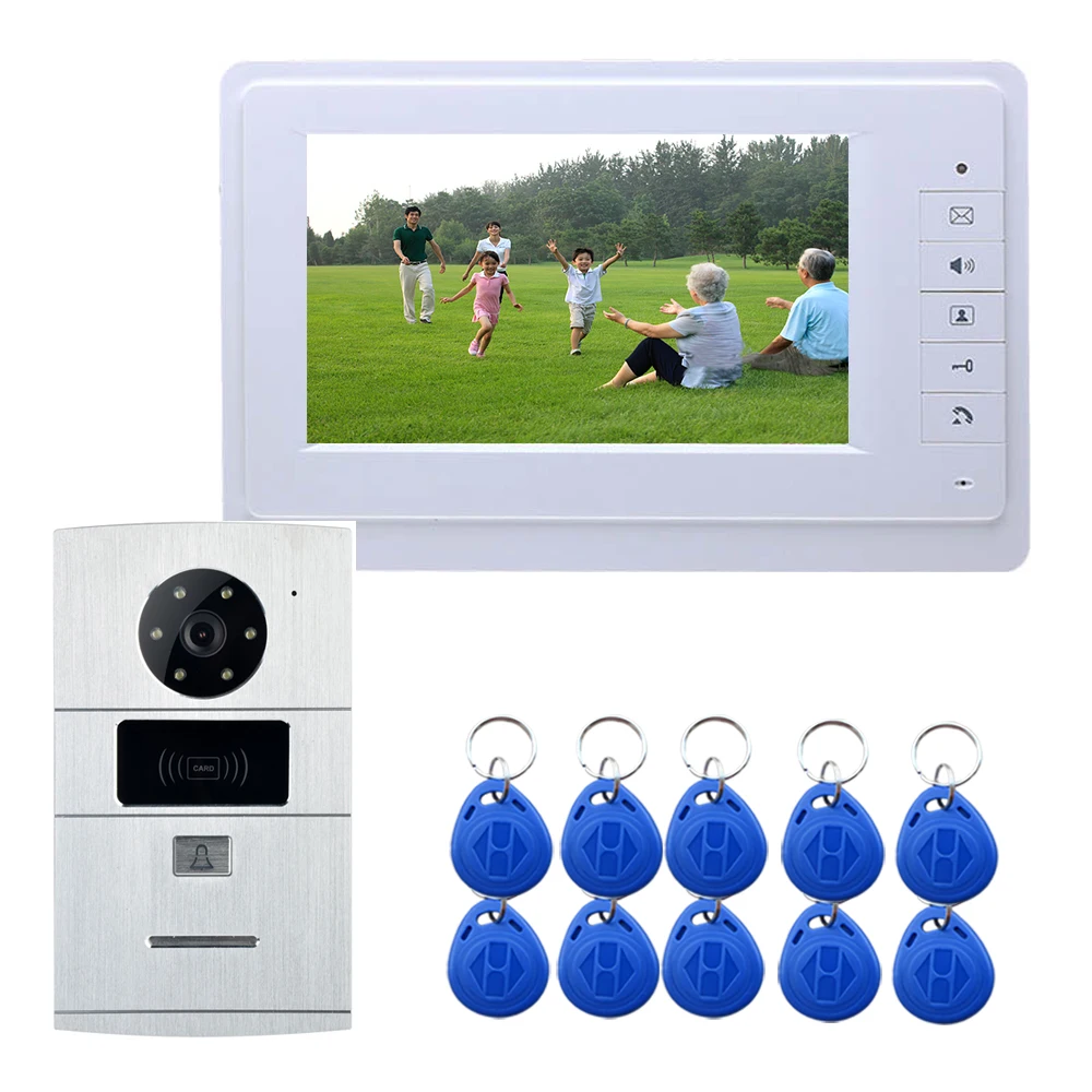 SYSD 7 inch Color Monitor Doorbell Intercom for Home Video Door Phone with  RFID Ulock IR Camera