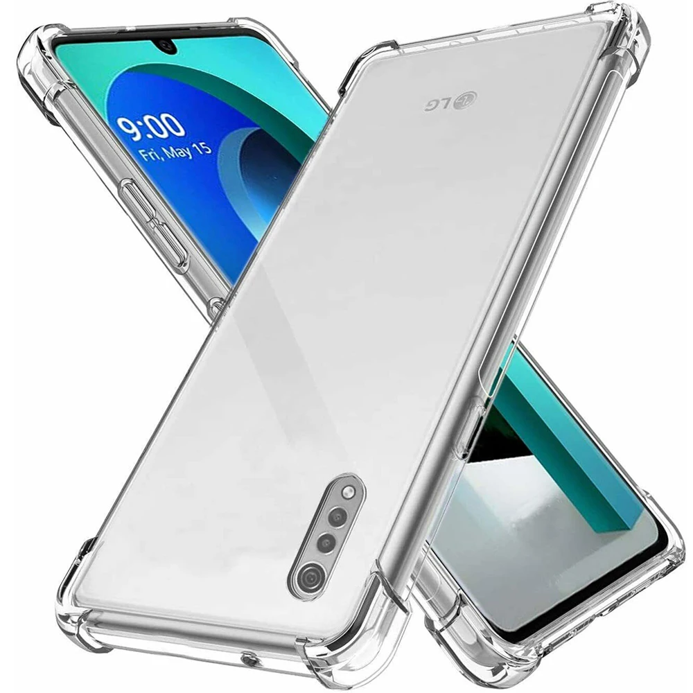 

For LG Velvet 5G Case,Shockproof Clear Transparent Silicone Phone Case For LG Stylo 6 5 K71 K61 K50 Q60 K50S Clear Case Cover