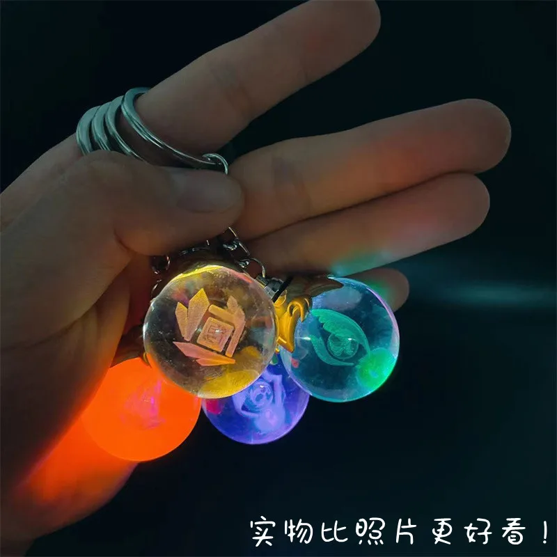 

Anime Genshin Impact Key Chain Eye of God Metal Crystal Ball Pendant Kawaii Cosplay Prop Gifts for Kids With Lamp