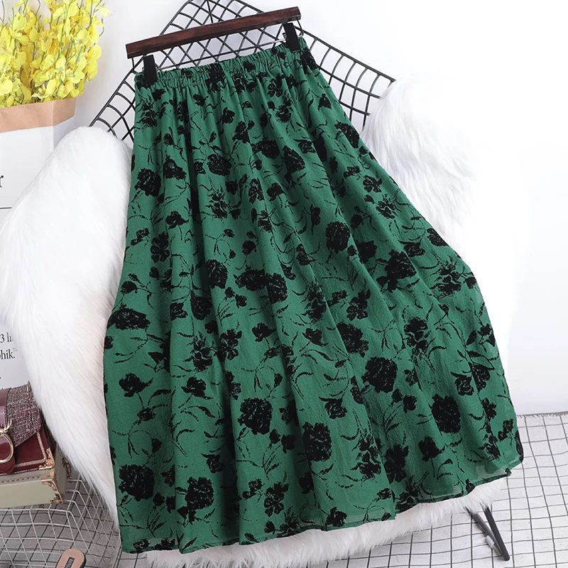 

Женская винтажная юбка с разбитыми цветами, Повседневная французская модная объемная юбка трапециевидной формы с высокой талией, лето