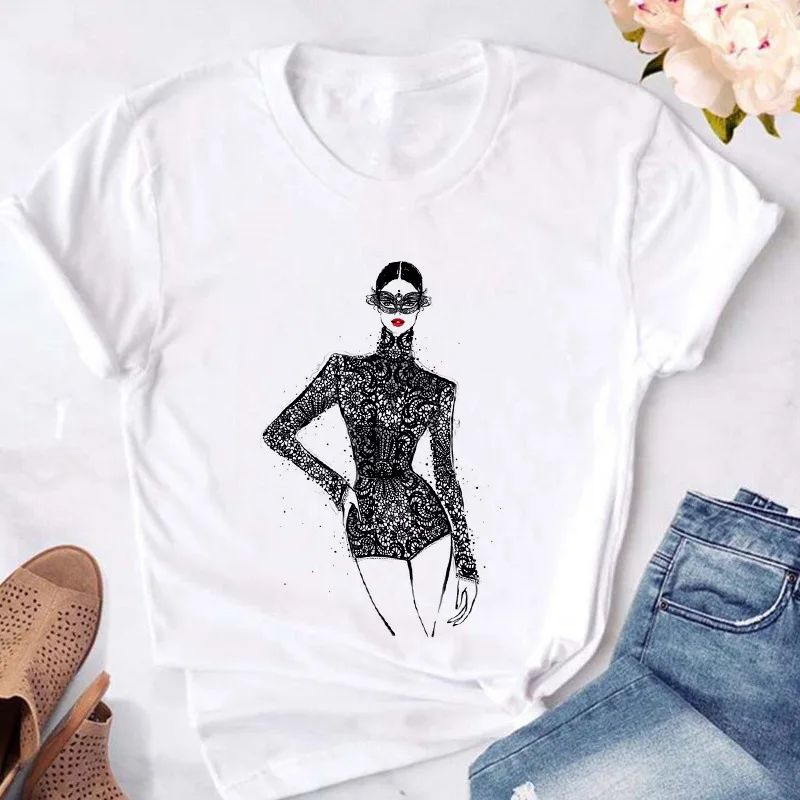 

Street Cover Girls Print Short Sleeve Tops Summer Wear Female Clothing Super Hot Hundred Feminine T Shirts Women T-Shirt Fashion